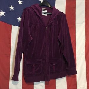 Old Navy Purple Velvet Zipper Hoodie